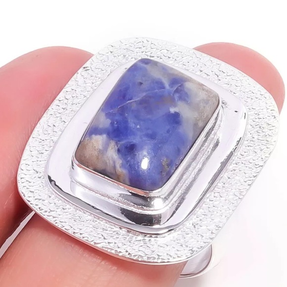 Sodalite sterling silver ring size 9 - Picture 2 of 2